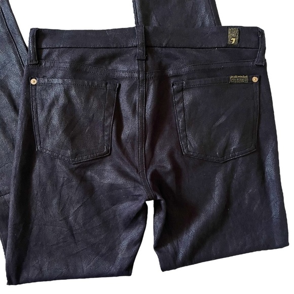 7 For All Mankind black faux leather zip front skinny pants - Picture 7 of 10